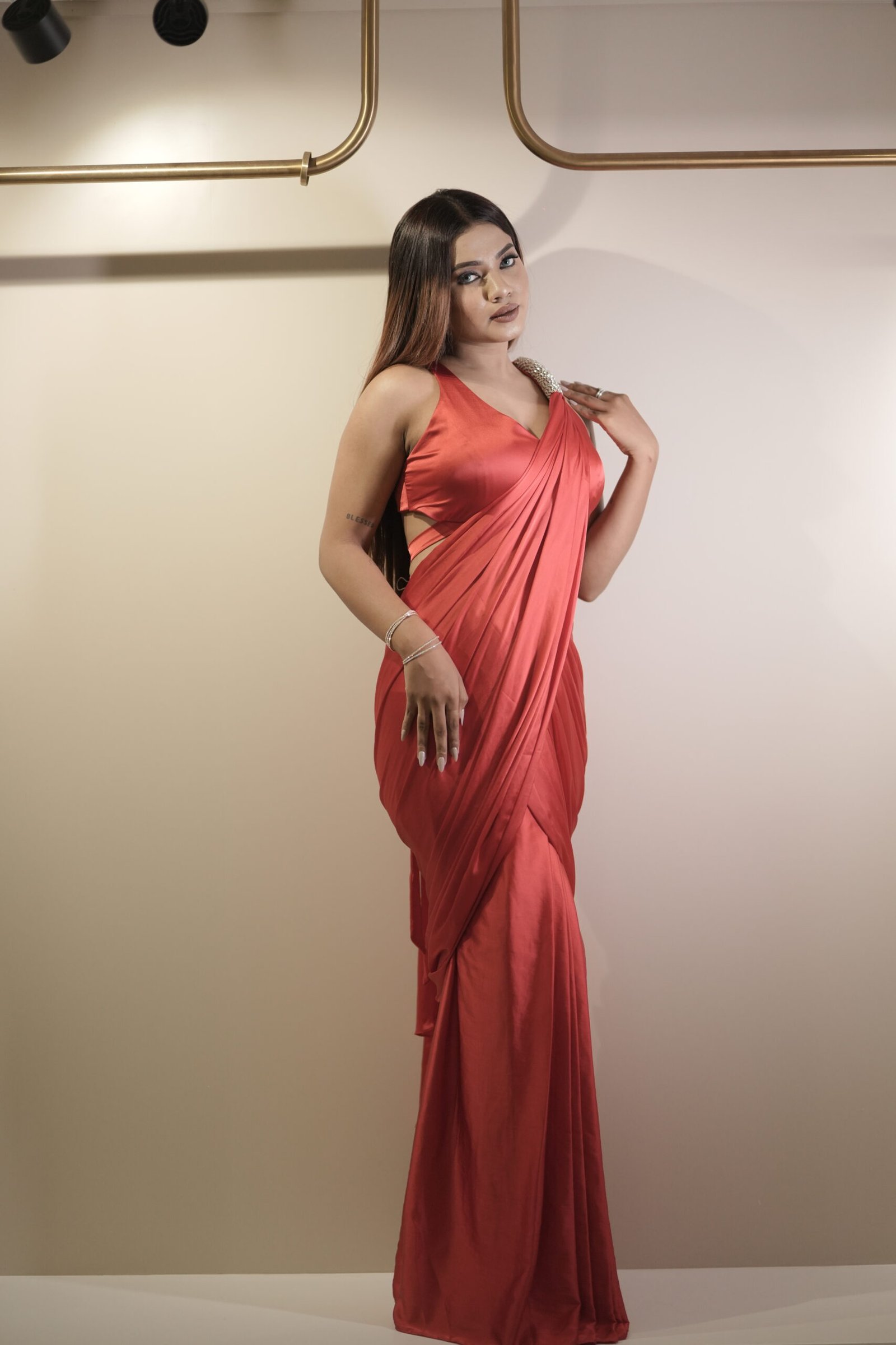 Crimson Temptation Ready To Wear Saree - Image 5