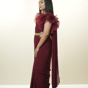 Maroon Ready To Wear Saree